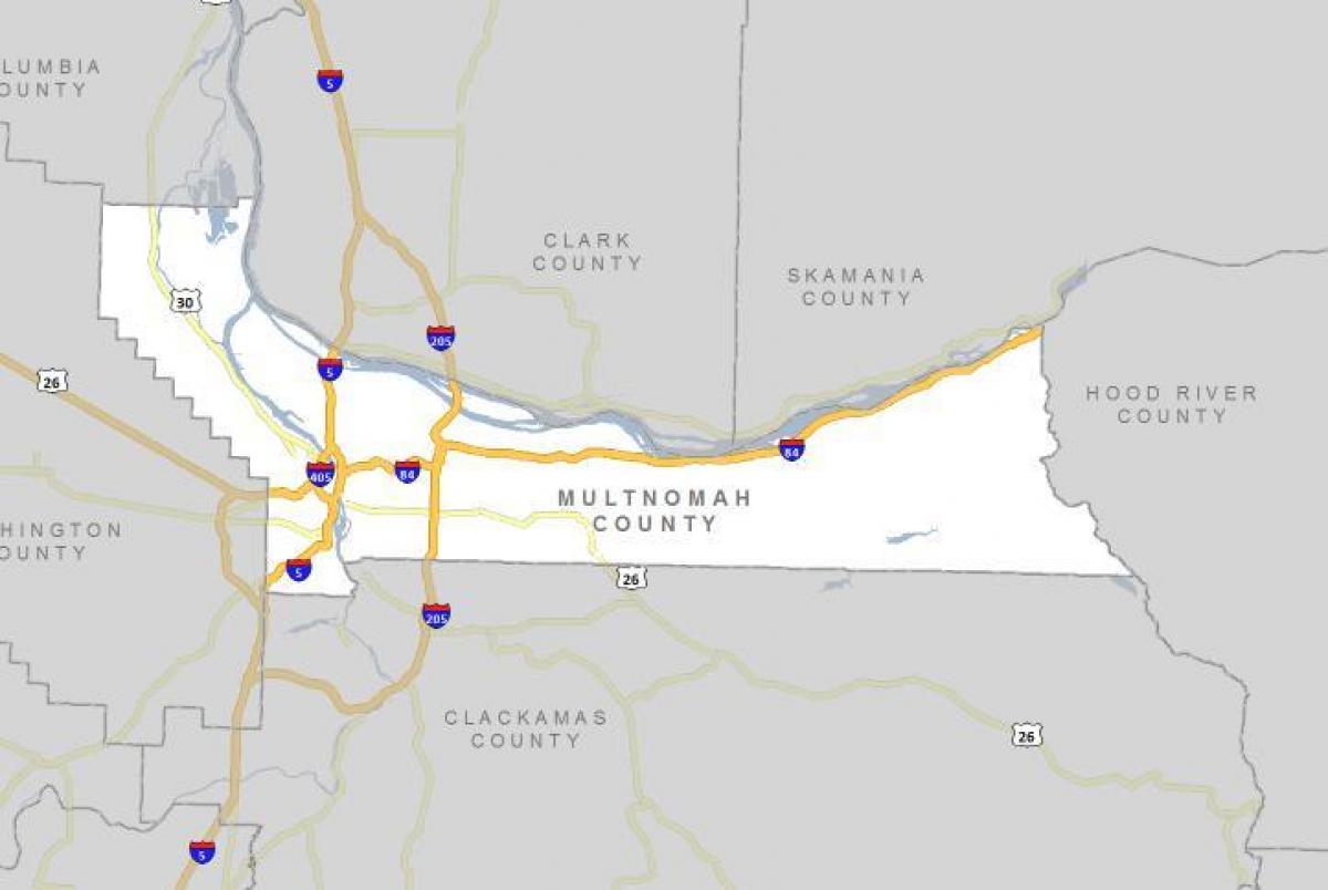 Multnomah کاؤنٹی ، اوریگون کا نقشہ