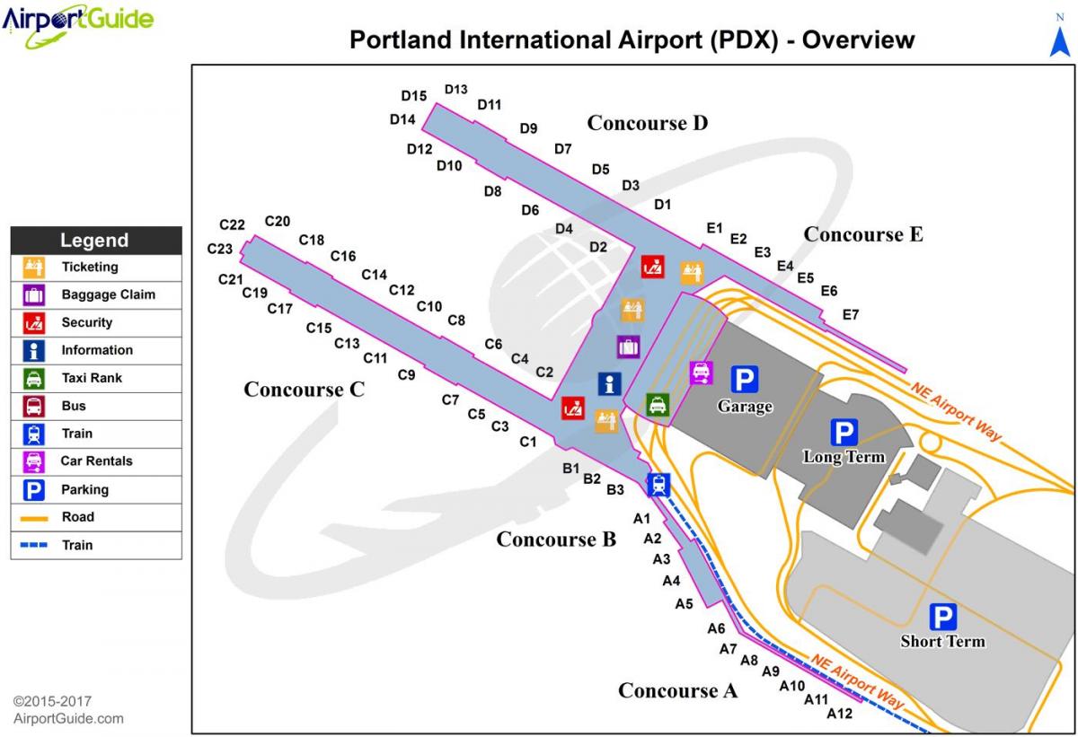 پورٹلینڈ اوریگون کے ہوائی اڈے کا نقشہ
