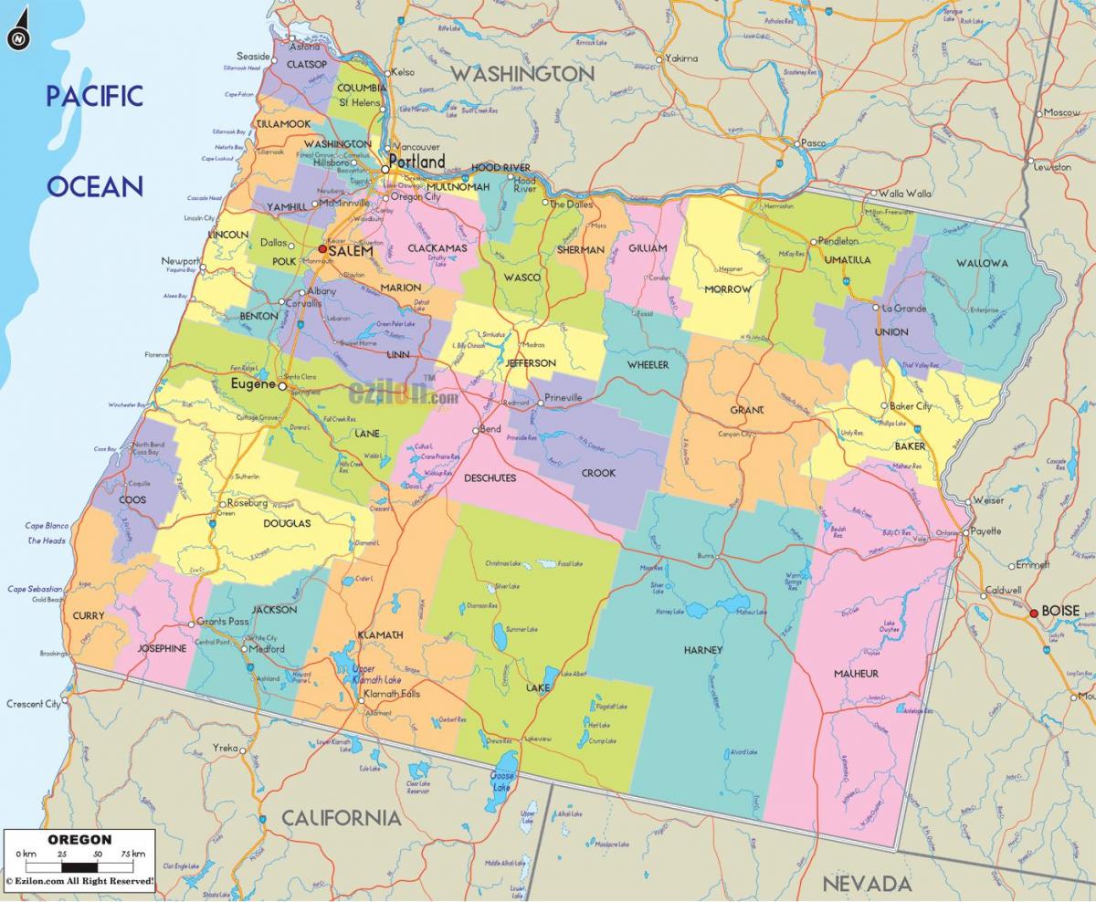 پورٹلینڈ اوریگون کاؤنٹی کا نقشہ