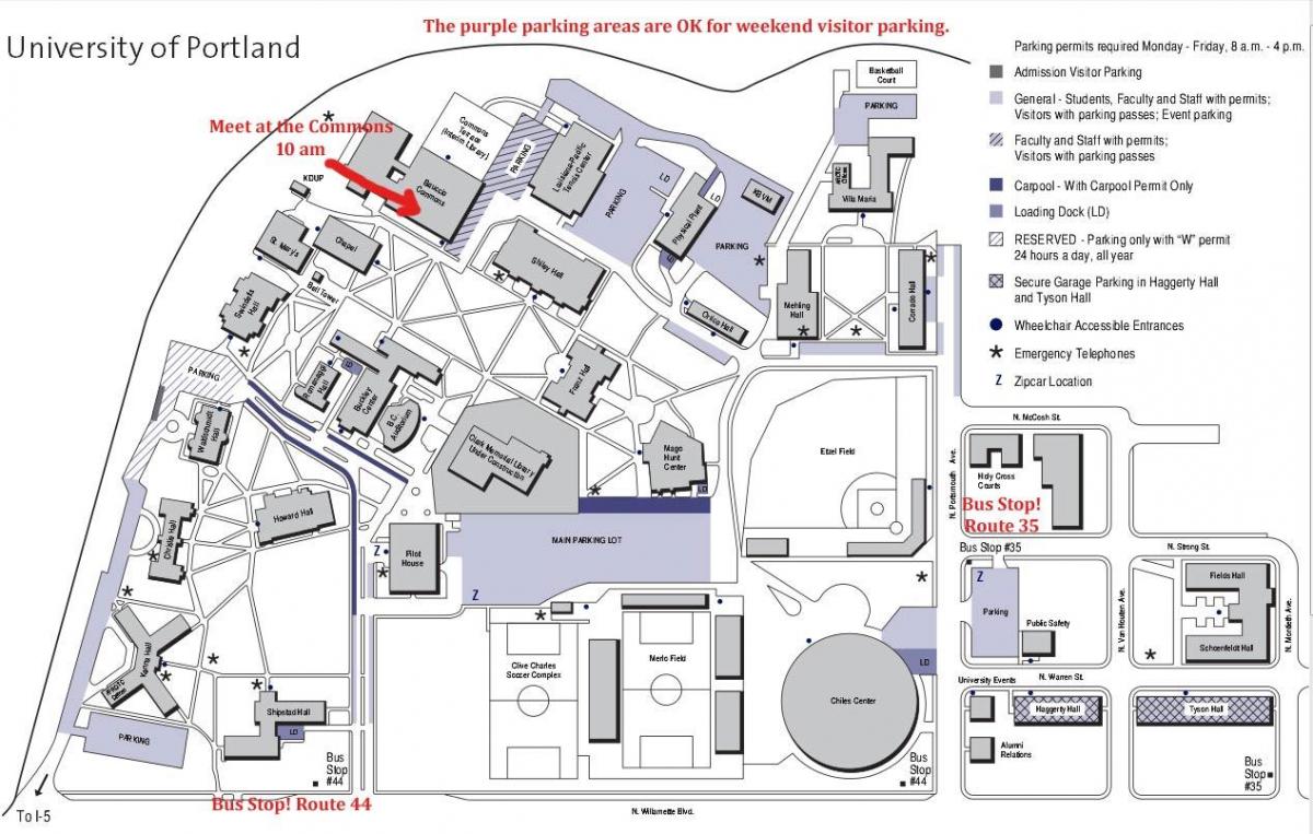 نقشہ کی یونیورسٹی آف پورٹلینڈ