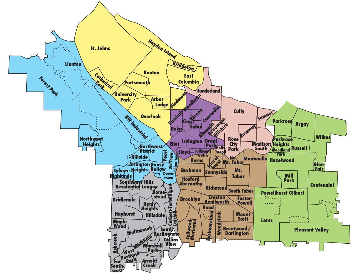 نقشہ کے پورٹلینڈ اضلاع