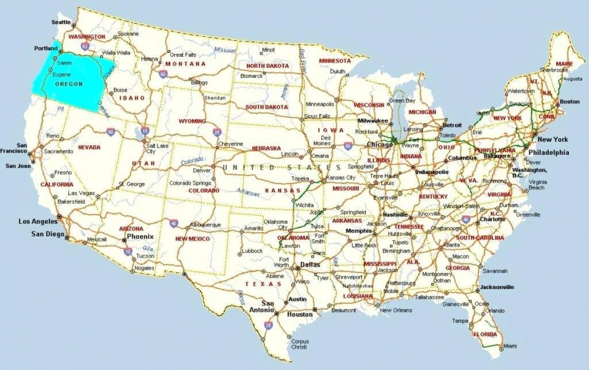 پورٹلینڈ اوریگون پر امریکہ کا نقشہ